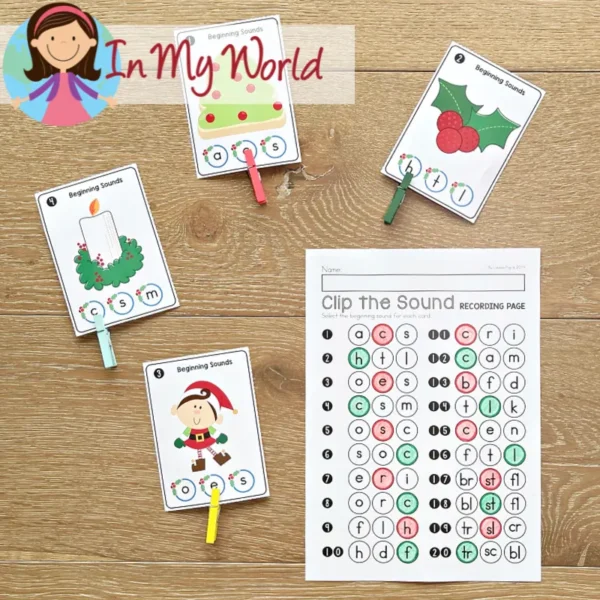 11 printable Christmas literacy center activities for Kindergarten | Morning Tubs | Bins. Beginning Sounds.