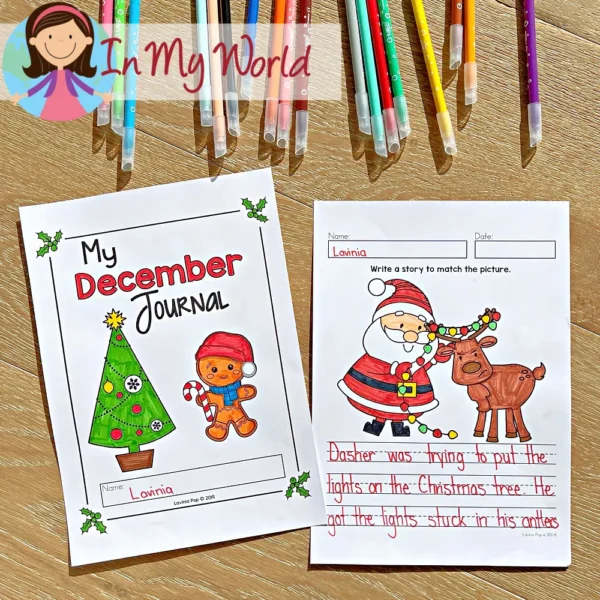 December Writing Journal Prompts. Includes a variety of text types: writing lists, labelling, procedures, opinion pieces, narrative text, letters and acrostic poems.