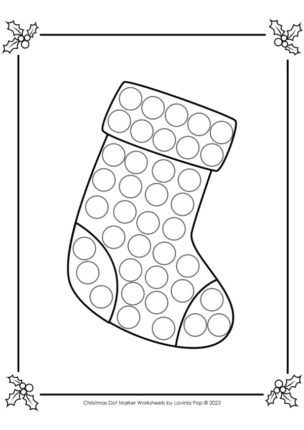 Download the FREE printable Dot Marker | Do-A-Dot coloring pages to help your toddler and preschooler develop their fine motor skills. Stocking.