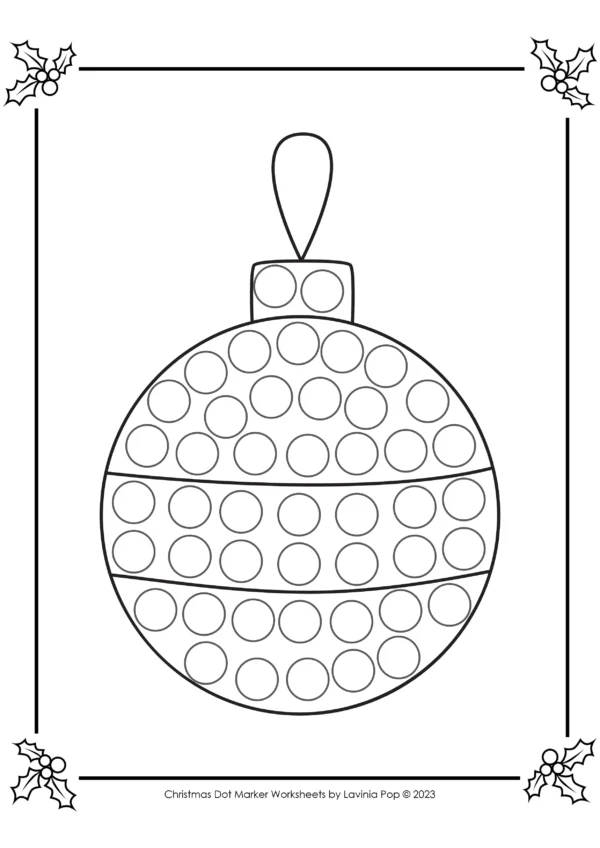 Download the FREE printable Dot Marker | Do-A-Dot coloring pages to help your toddler and preschooler develop their fine motor skills. Ornament.