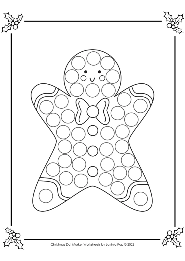 Download the FREE printable Dot Marker | Do-A-Dot coloring pages to help your toddler and preschooler develop their fine motor skills. Gingerbread man.