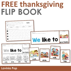 FREE Thanksgiving Printable Sight Word Flip Book Readers with worksheets