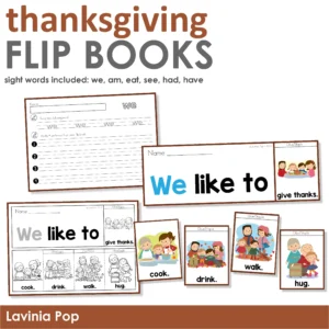 Thanksgiving Flip Books Printable Readers with worksheets