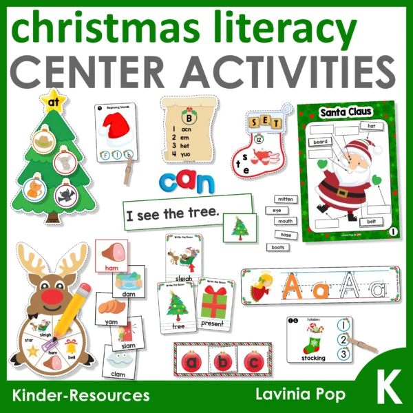 11 printable Christmas literacy center activities for Kindergarten | Morning Tubs | Bins