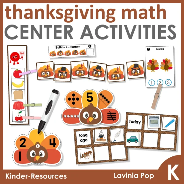 Thanksgiving Math Center Activities for Kindergarten | Morning Tubs | Bins