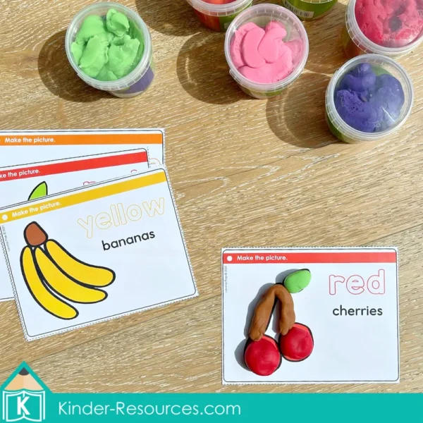 Kindergarten Morning Tubs Bins Colors Play Dough Task Cards