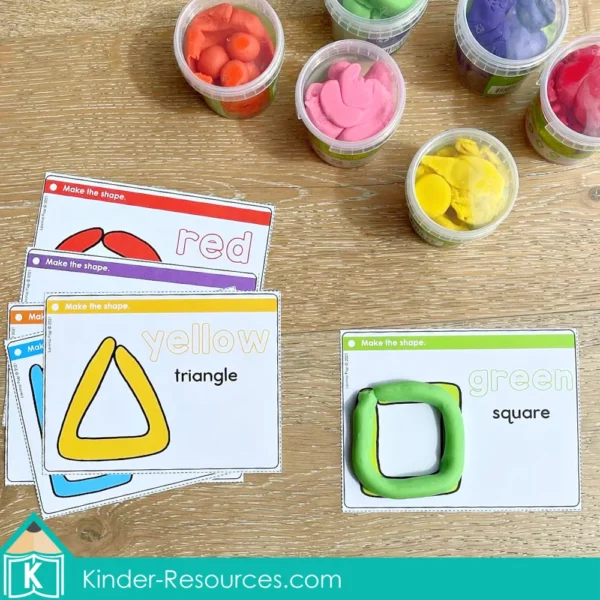 Kindergarten Morning Tubs Bins Shapes Play Dough Task Cards