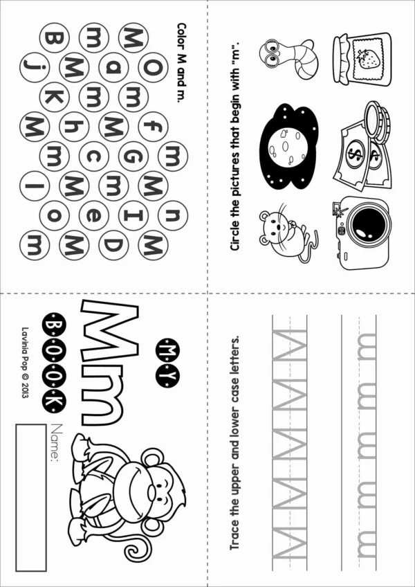 M Alphabet Phonics Letter of the Week Worksheets & Activities | Foldable activity booklet