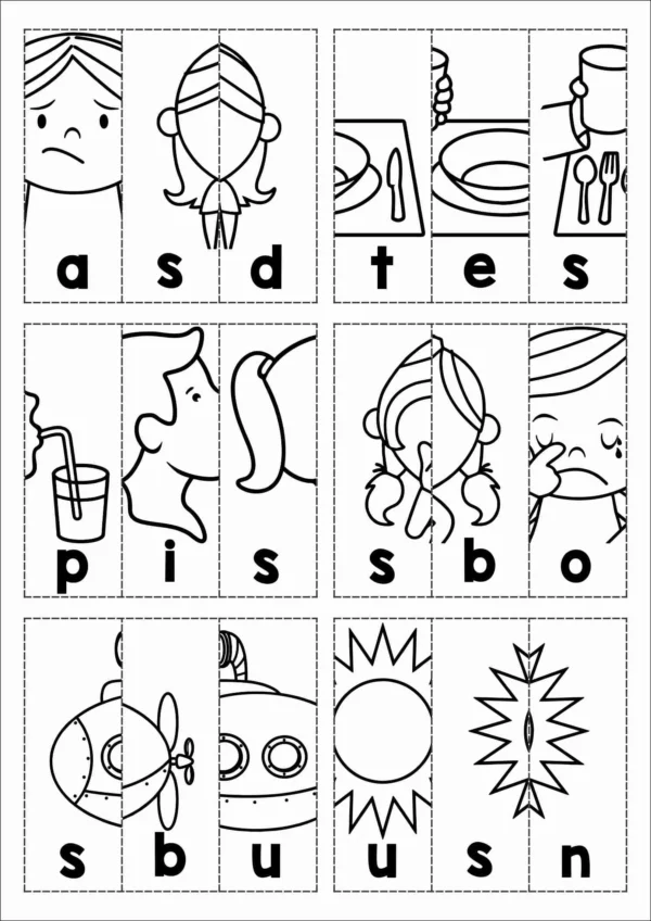 S Alphabet Phonics Letter of the Week Worksheets & Activities | Beginning sounds CVC words cut and paste word work activity