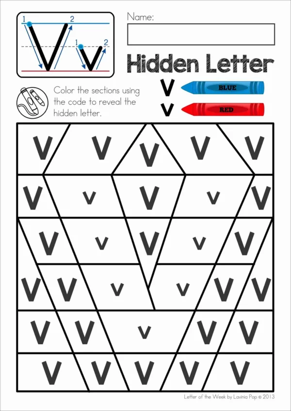 V Alphabet Phonics Letter of the Week Worksheets & Activities | Upper and lower case letter identification worksheet