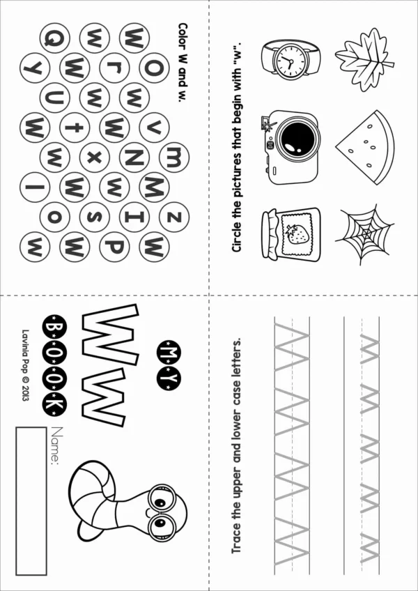 W Alphabet Phonics Letter of the Week Worksheets & Activities | Foldable activity booklet