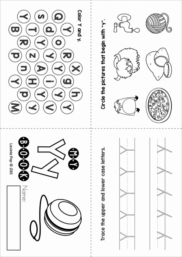Y Alphabet Phonics Letter of the Week Worksheets & Activities | Foldable activity booklet