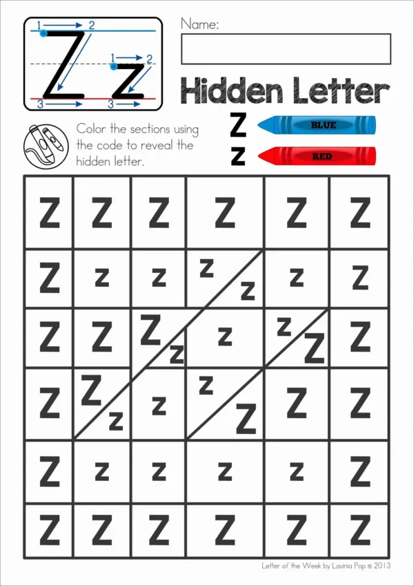 Z Alphabet Phonics Letter of the Week Worksheets & Activities | Upper and lower case letter identification worksheet