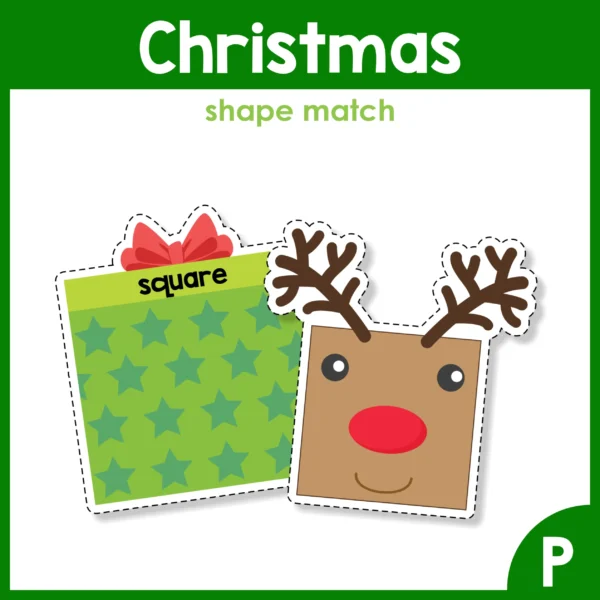 12 Christmas Center Activities for Preschool | Morning Tubs | Bins | Reindeer and Gift Shape Match
