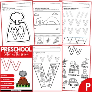 Preschool Alphabet Letter of the Week V Worksheets | Activities | Centers