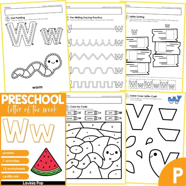 Preschool Alphabet Letter of the Week W Worksheets | Activities | Centers