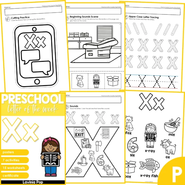 Preschool Alphabet Letter of the Week X Worksheets | Activities | Centers