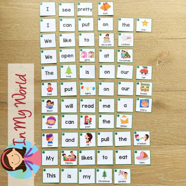 Christmas Sentence Scramble Pocket Chart Activity with Cut and Paste Worksheets.