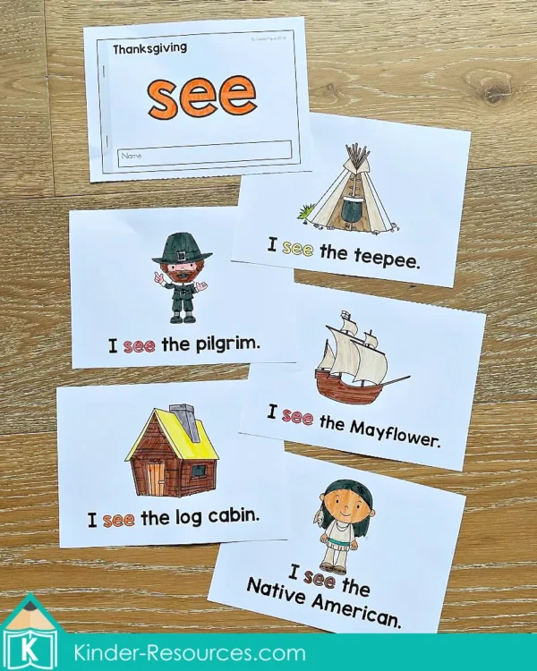 Thanksgiving Read and Trace Sight Word Readers for emergent and struggling readers