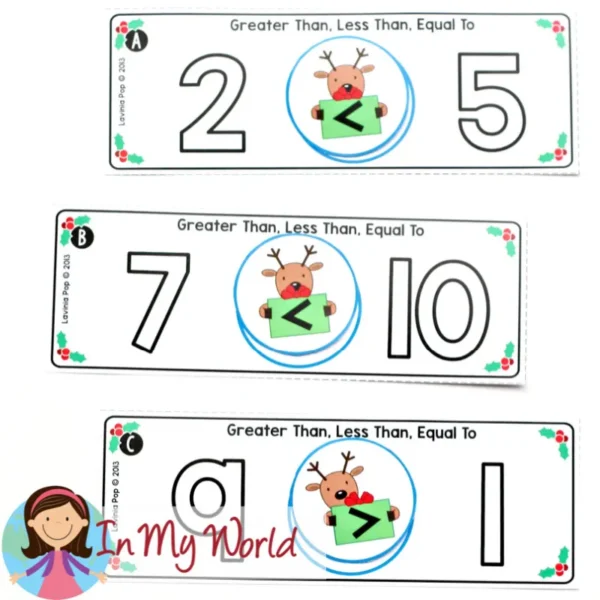 Christmas Literacy Centers for Kindergarten | Comparing Numbers