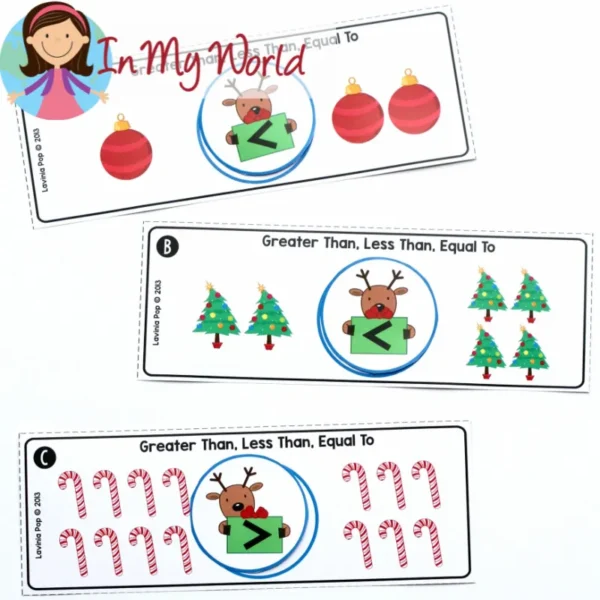 Christmas Literacy Centers for Kindergarten | Comparing Numbers