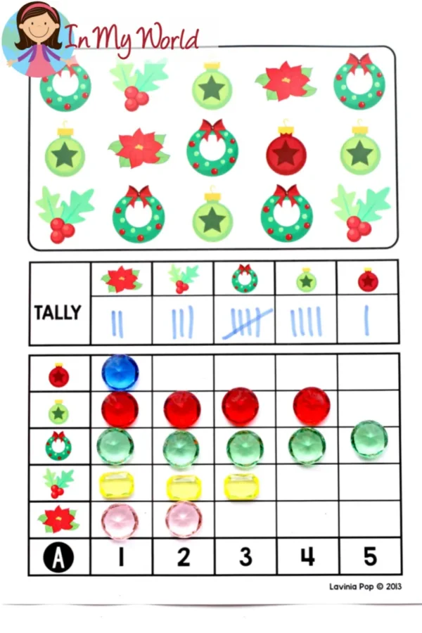 Christmas Literacy Centers for Kindergarten | Count, Tally, Graph