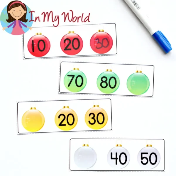 Christmas Literacy Centers for Kindergarten | Skip Counting by 10