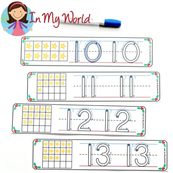 Christmas Literacy Centers for Kindergarten | Number Tracing Cards