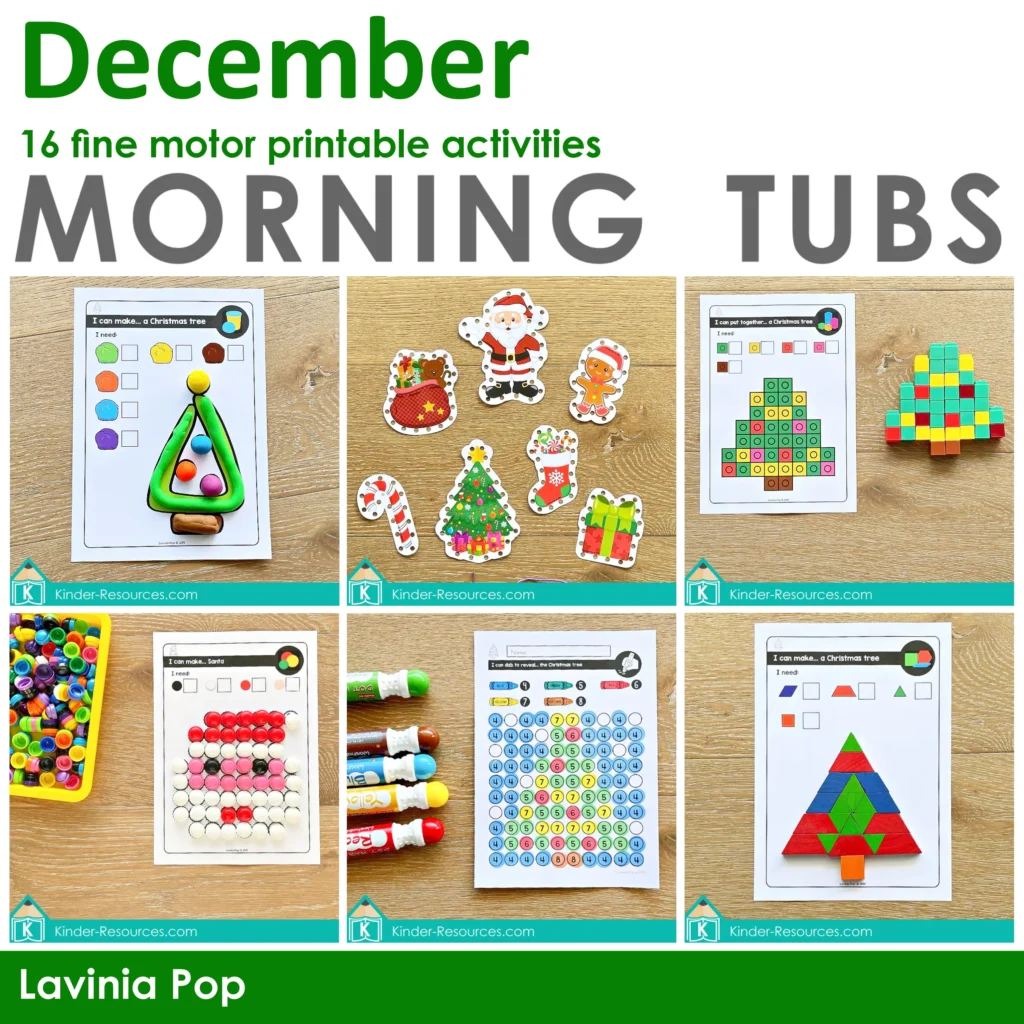 Play dough mats | lacing cards | counting cube task cards | pom-pom task cards | do a dot mystery picture | pattern block task cards