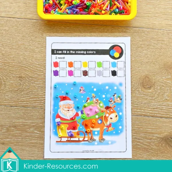 December Fine Motor Printable Activities Fill in the blank spots with colored counters