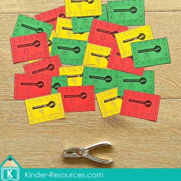 December Fine Motor Printable Activities Hole Punch Cards