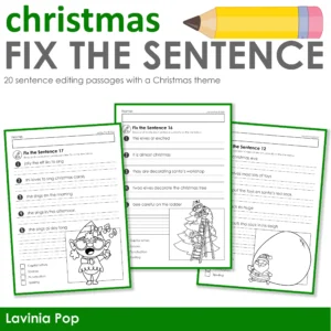 Download 20 FREE sentence editing passages with a Christmas theme!