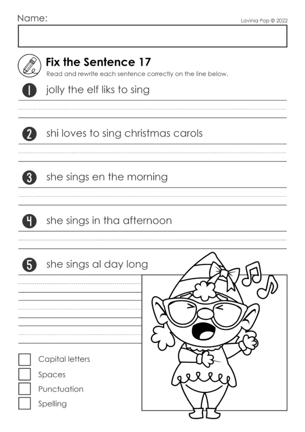 Download 20 FREE sentence editing passages with a Christmas theme!