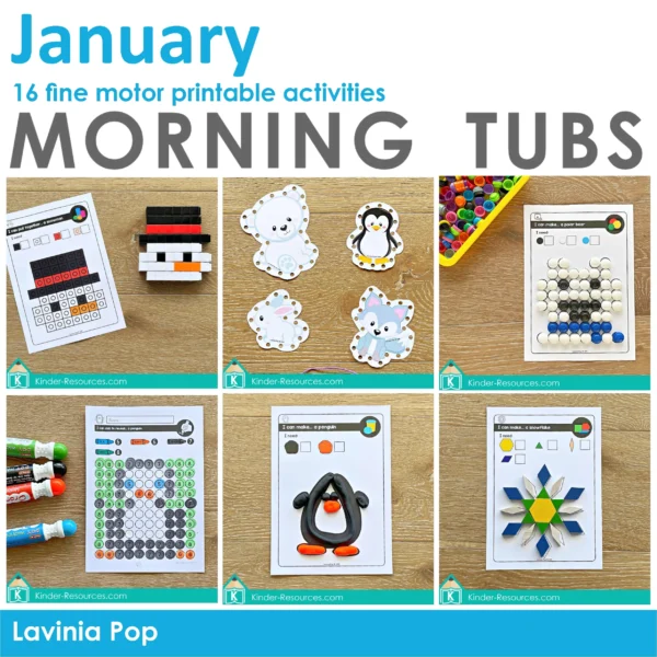 Counting cubes task card | lacing cards | pom-pom task card | do a dot marker coloring page | play dough mat | pattern blocks task card