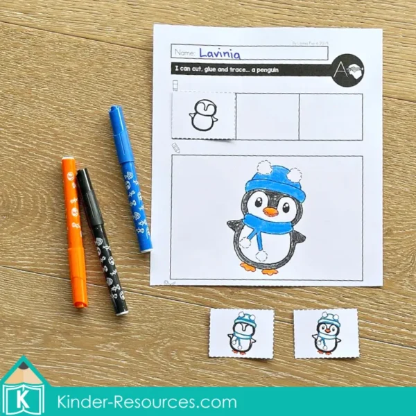 January Fine Motor Printable Activities. Penguin Cut and Paste Sequence