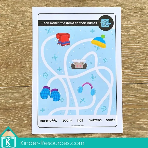 January Fine Motor Printable Activities. Winter Clothes Maze