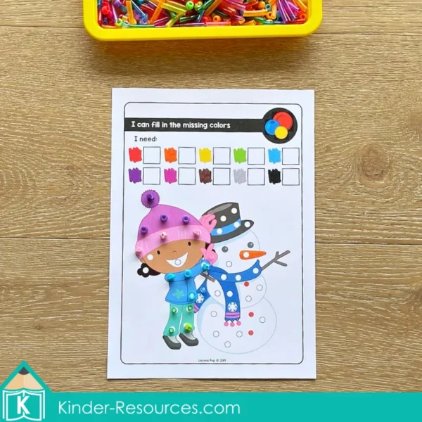 January Fine Motor Printable Activities. Building a Snowman Missing Colors