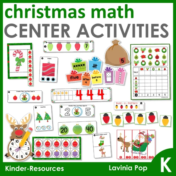 15 printable Christmas math center activities for Kindergarten | Morning Tubs | Bins