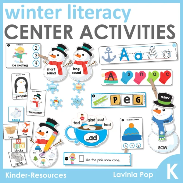 11 Winter Literacy Center Activities for Kindergarten | Morning Tubs | Bins
