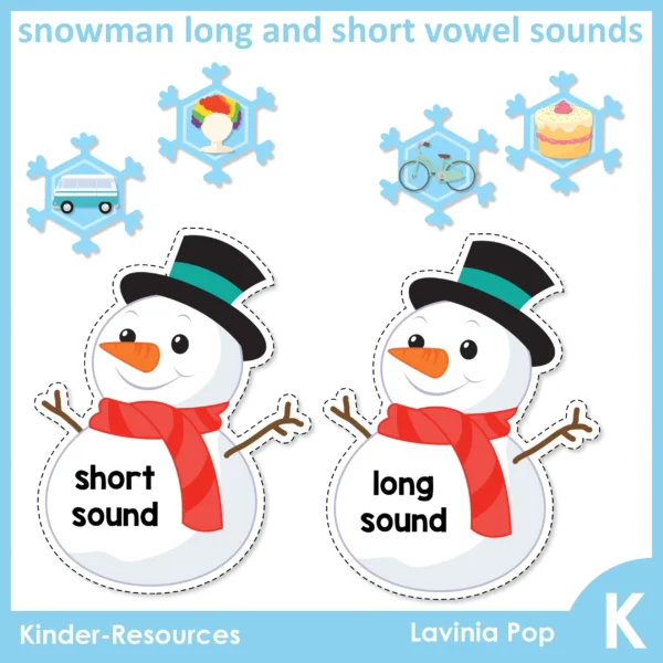11 Winter Literacy Center Activities for Kindergarten | Morning Tubs | Bins Long and Short Vowel Sounds