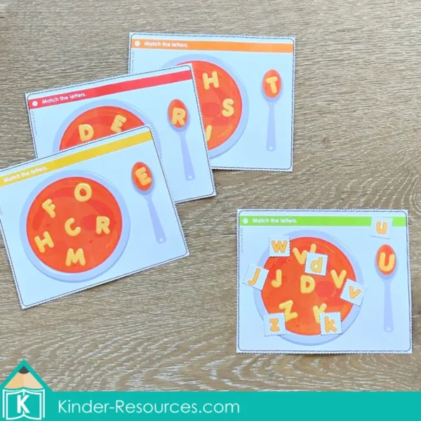 Kindergarten Morning Tubs Bins Upper and Lower Case Soup Letter Match