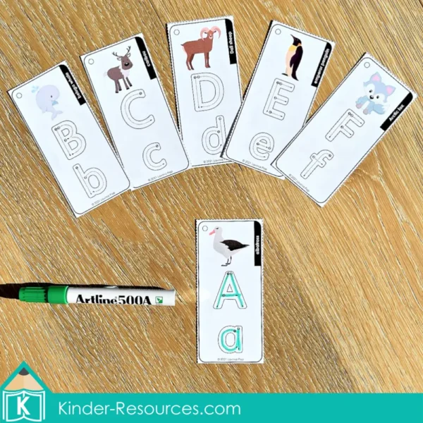Polar Animals Printable Preschool Centers. Literacy activity - upper and lower case letter tracing cards