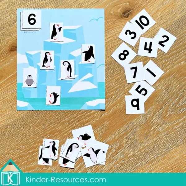 Polar Animals Printable Preschool Centers. Math activity - counting penguins