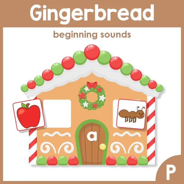 22 Gingerbread Center Activities for Preschool | Morning Tubs | Bins. Beginning sounds printable activity.
