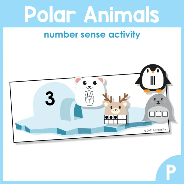 Polar Animals Printable Preschool Centers. Number Sense Activity