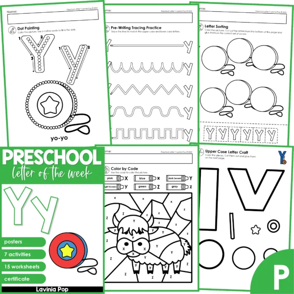 Preschool Alphabet Letter of the Week Y Worksheets | Activities | Centers