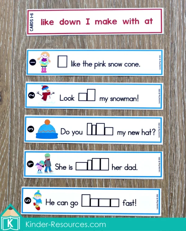 Printable Winter Literacy Kindergarten Centers Missing Sight Word Sentences