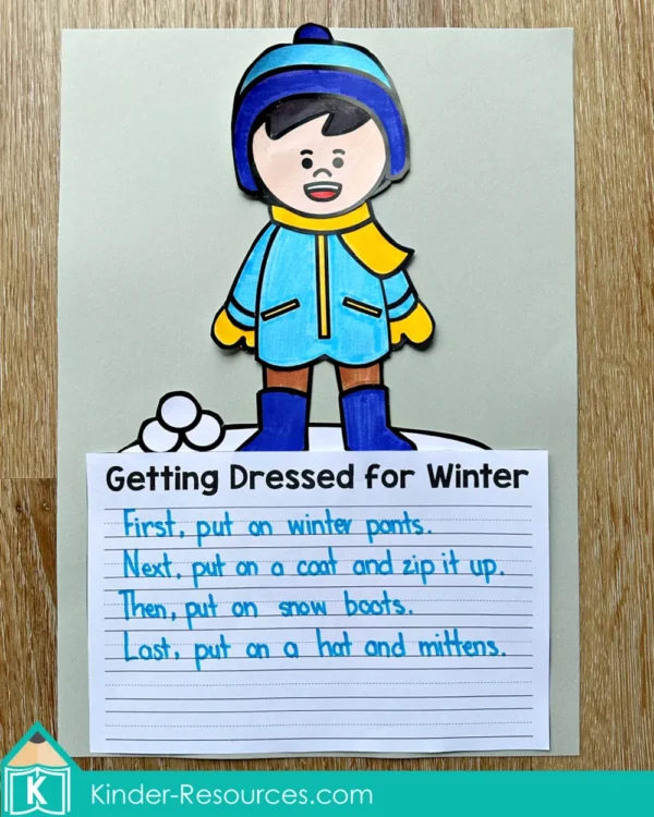 Winter Writing Craft Activity Getting Dressed for Winter Boy