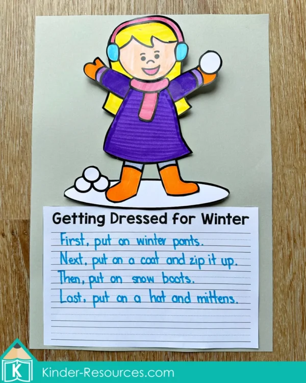 Winter Writing Craft Activity Getting Dressed for Winter Girl