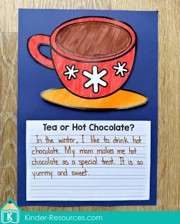 Winter Writing Craft Activity Tea or Hot Chocolate